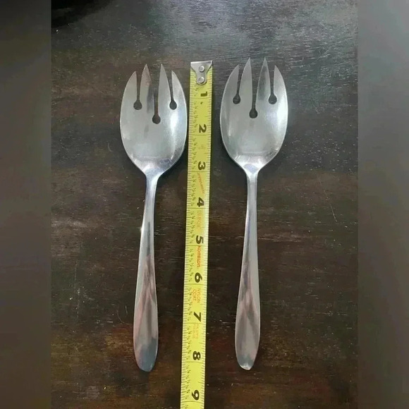 Vintage Spork Spoon Serving Set 9” Salad Imperial Brand IMI39‎ Stainless Steel - Picture 3 of 5